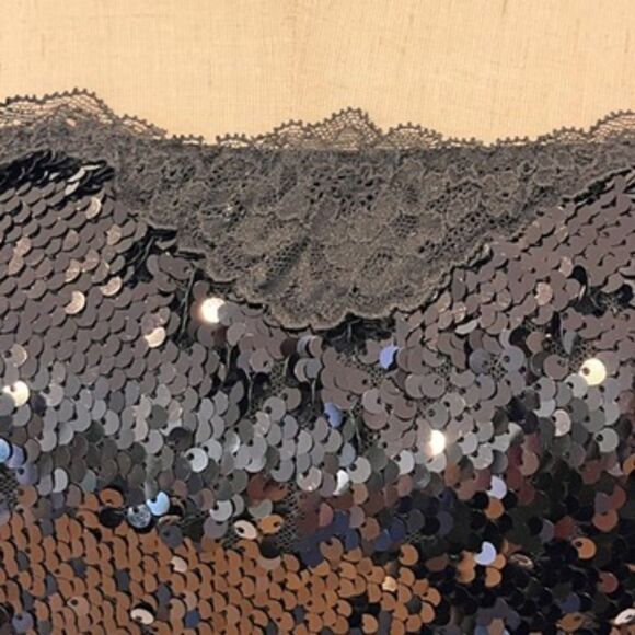 Victoria's Secret Black Sequin Crop Top Lace Up Back XXL 2XL NEW TOP ONLY - Picture 5 of 10